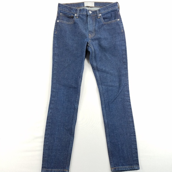 Everlane Blue Jeans Stretchy Dk Denim Mid-Rise Skinny Ankle Pants 27R (28x27) - Picture 3 of 14